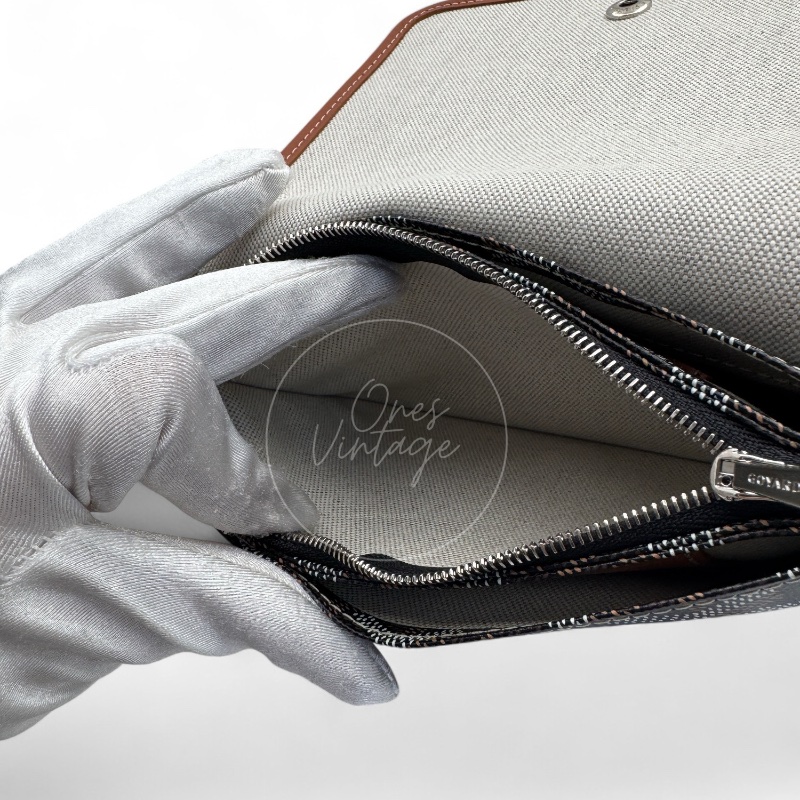 [Unused] Goyard Plumet Pocket Wallet With Strap Black & Tan-14