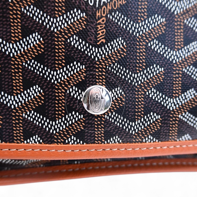[Unused] Goyard Plumet Pocket Wallet With Strap Black & Tan-15