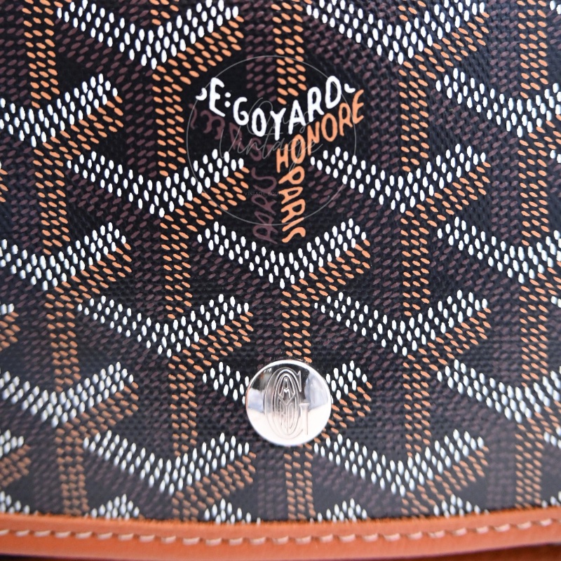 [Unused] Goyard Plumet Pocket Wallet With Strap Black & Tan-16