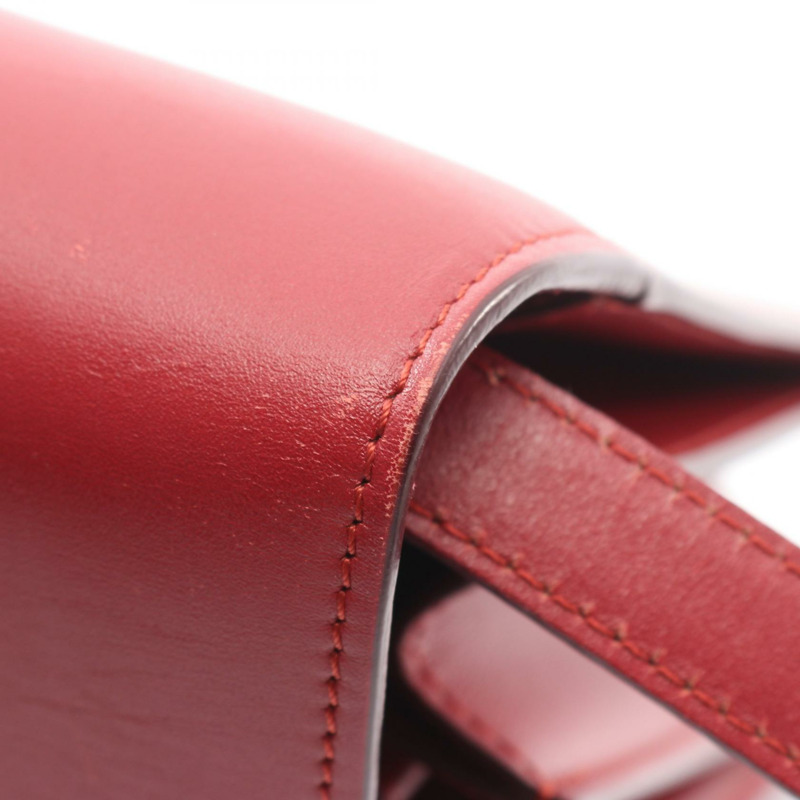 CELINE 經典 Box 中型單肩包 紅色皮革 二手 女士 金色五金-7