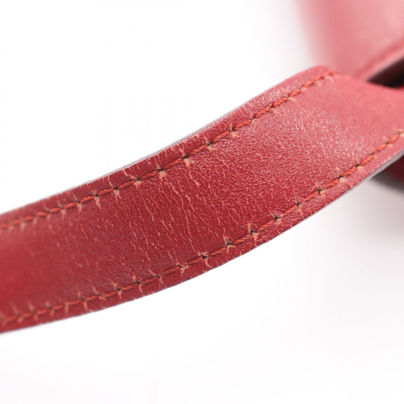 CELINE 經典 Box 中型單肩包 紅色皮革 二手 女士 金色五金-11