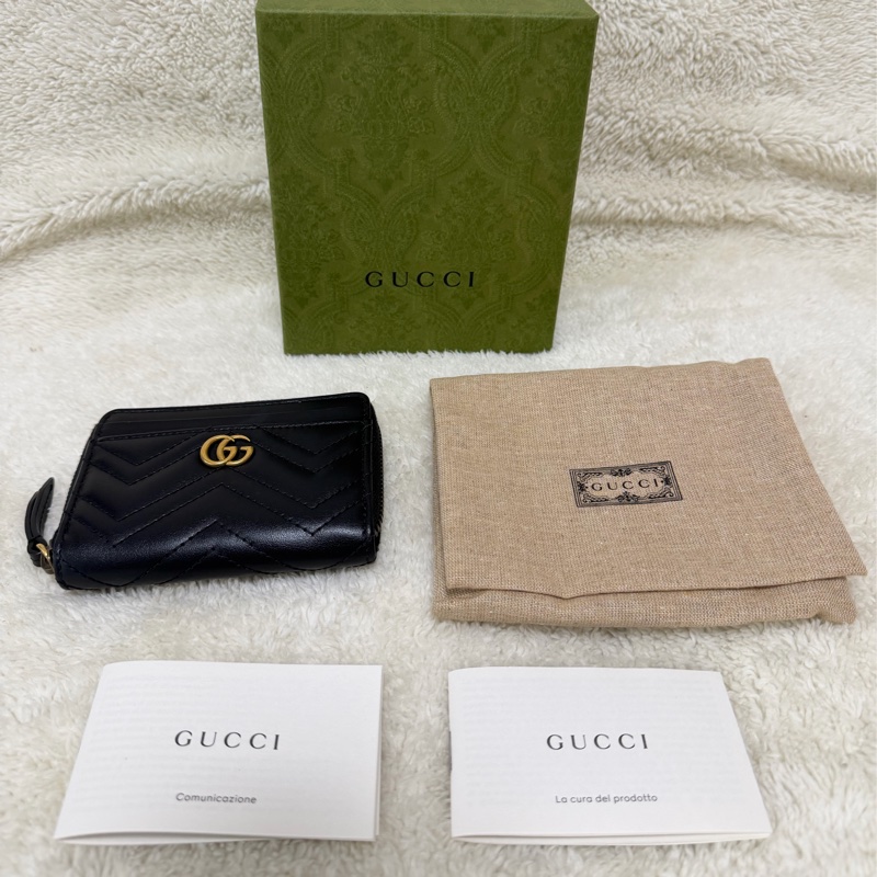 GUCCI 古馳 GG Marmont 拉鍊短夾-1