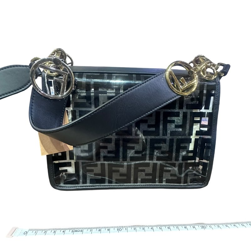 【美收精品】FENDI黑色透明矽膠皮肩背包 4-703-9