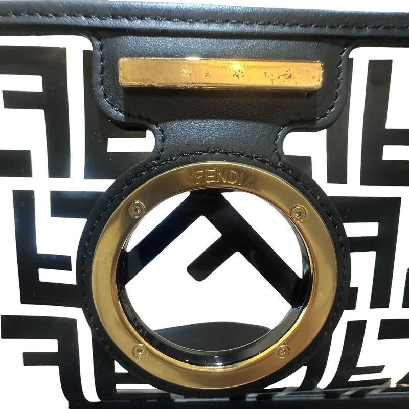 【美收精品】FENDI黑色透明矽膠皮肩背包 4-703-12