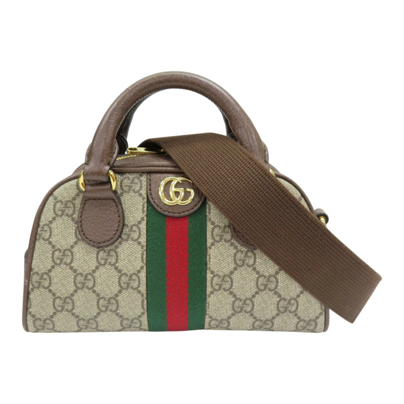 烏木色 Supreme帆布 牛皮 Ophidia GG波士頓包 兩用包【GUCCI 古馳】 724606-0