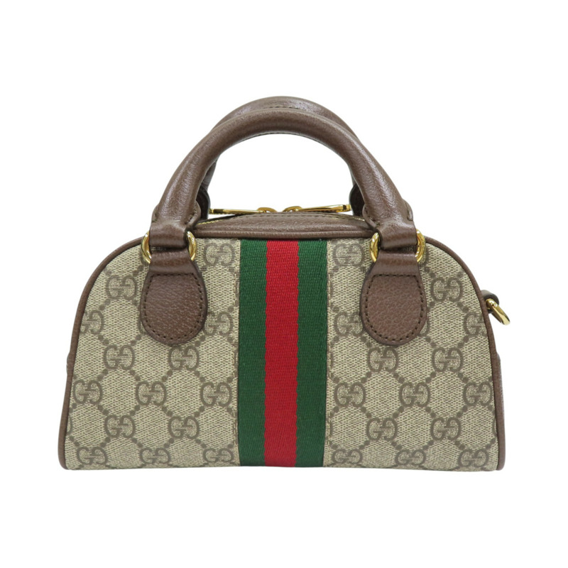 烏木色 Supreme帆布 牛皮 Ophidia GG波士頓包 兩用包【GUCCI 古馳】 724606-1