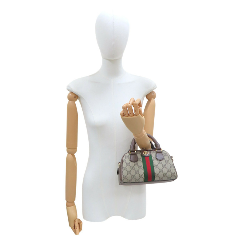 烏木色 Supreme帆布 牛皮 Ophidia GG波士頓包 兩用包【GUCCI 古馳】 724606-10