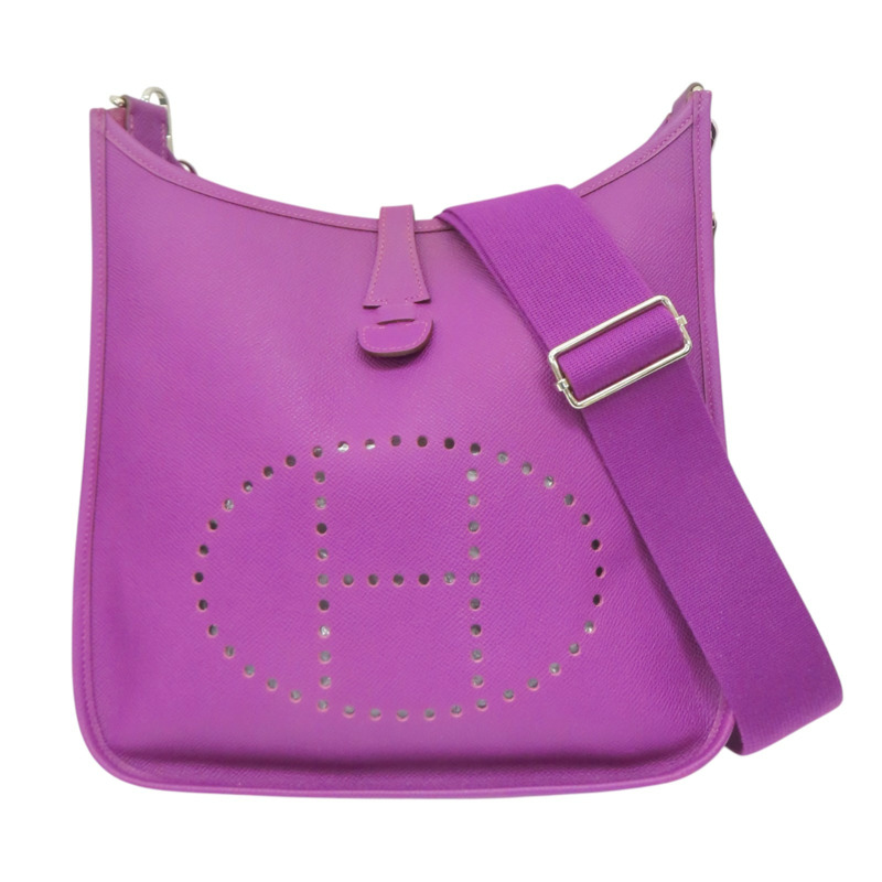 紫色 EPSOM牛皮 Evelyne TPM 肩背包 X刻印/PHW 銀扣【HERMES 愛馬仕】-0