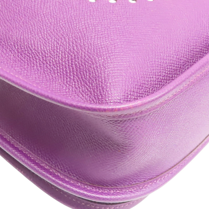 紫色 EPSOM牛皮 Evelyne TPM 肩背包 X刻印/PHW 銀扣【HERMES 愛馬仕】-11