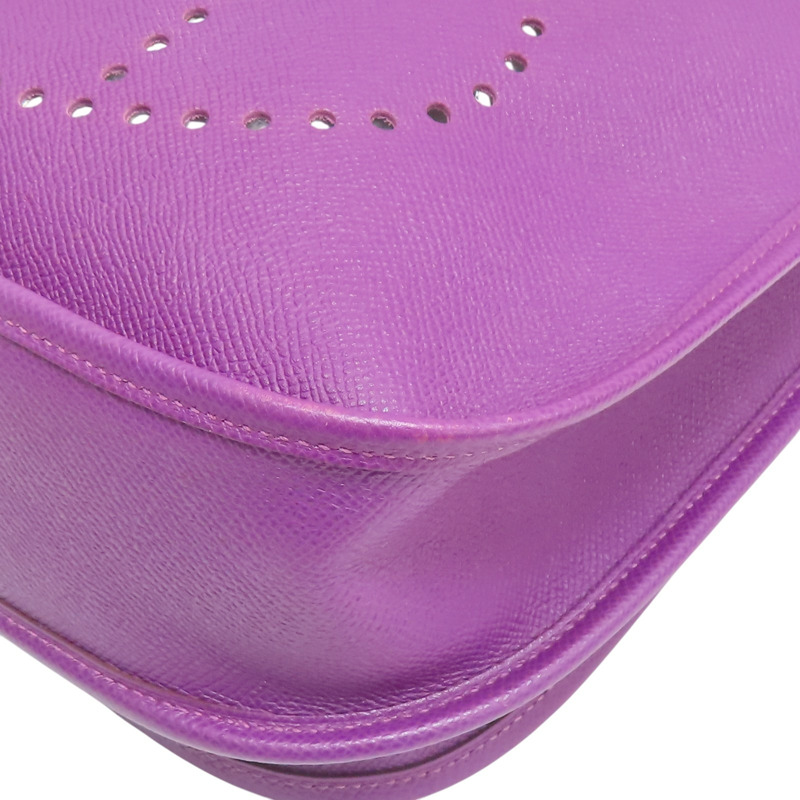 紫色 EPSOM牛皮 Evelyne TPM 肩背包 X刻印/PHW 銀扣【HERMES 愛馬仕】-12