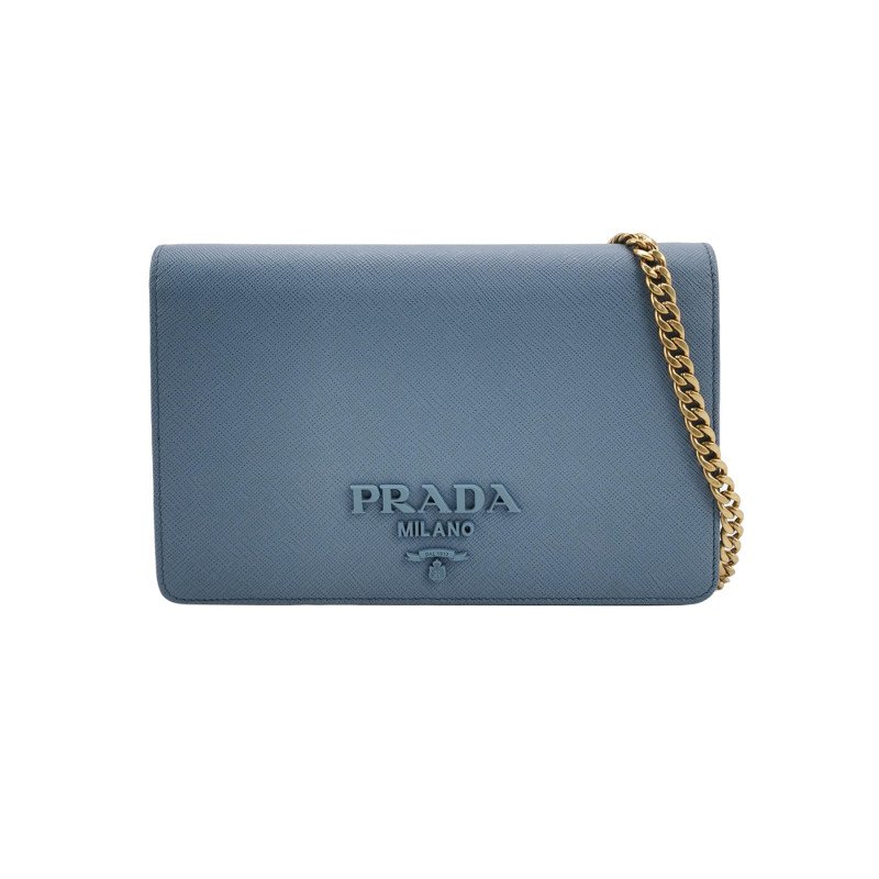 Prada牛皮純色字母Logo斜挎包單肩包-0