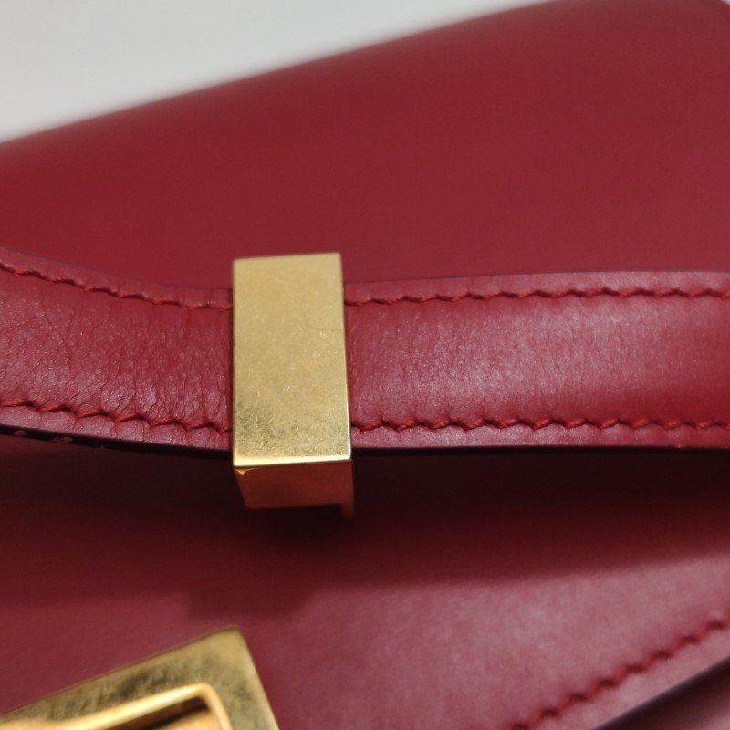 Celine ClassicBox豆腐包中號牛皮純色按壓式鎖扣斜挎包單肩包-12