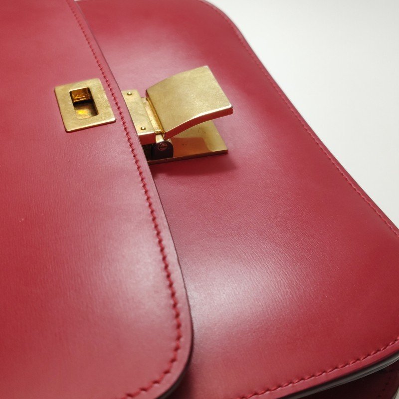 Celine ClassicBox豆腐包中號牛皮純色按壓式鎖扣斜挎包單肩包-17