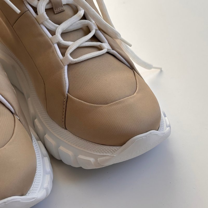 ::PRADA:: Calzature Donna Sneakers 沙色尼龍潮流白底高筒休閒鞋 運動鞋 (38.5號)-2