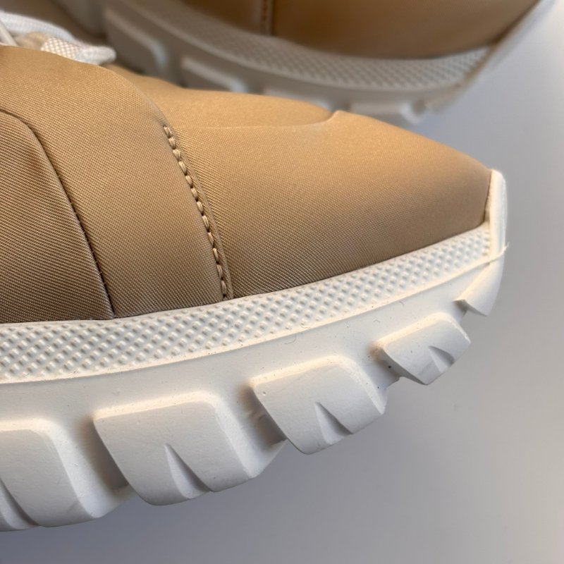 ::PRADA:: Calzature Donna Sneakers 沙色尼龍潮流白底高筒休閒鞋 運動鞋 (38.5號)-12