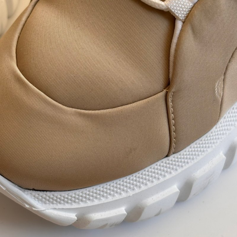::PRADA:: Calzature Donna Sneakers 沙色尼龍潮流白底高筒休閒鞋 運動鞋 (38.5號)-17