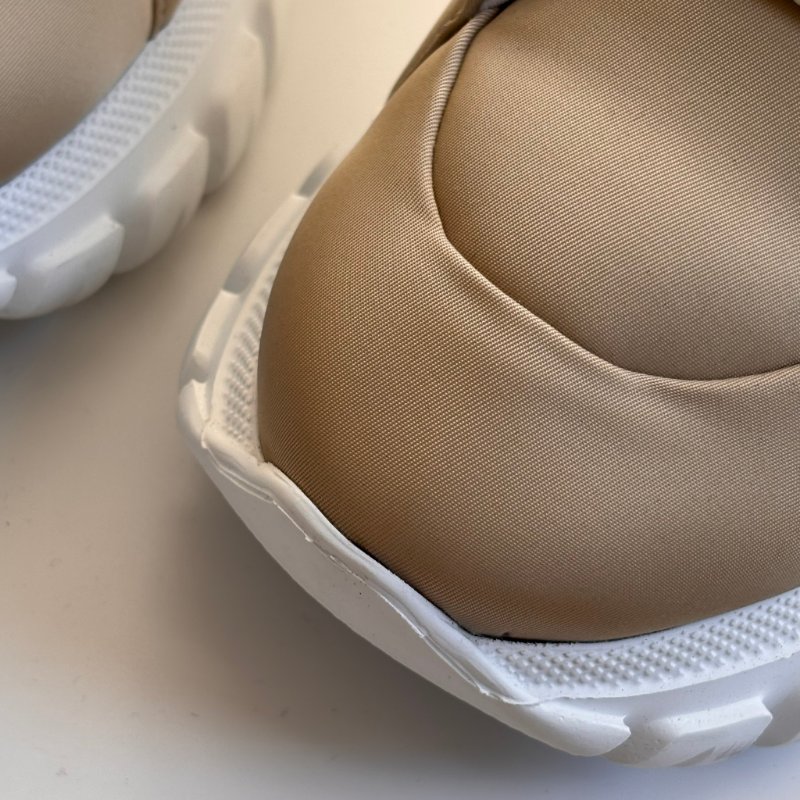 ::PRADA:: Calzature Donna Sneakers 沙色尼龍潮流白底高筒休閒鞋 運動鞋 (38.5號)-18