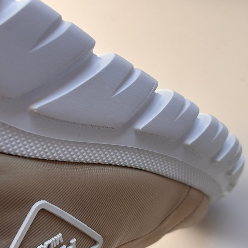 ::PRADA:: Calzature Donna Sneakers 沙色尼龍潮流白底高筒休閒鞋 運動鞋 (38.5號)-30