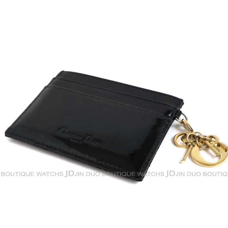 金鐸精品~C777 CHRISTIAN DIOR 迪奧 Lady Dior籐格紋黑色小牛皮亮漆面卡片夾-5