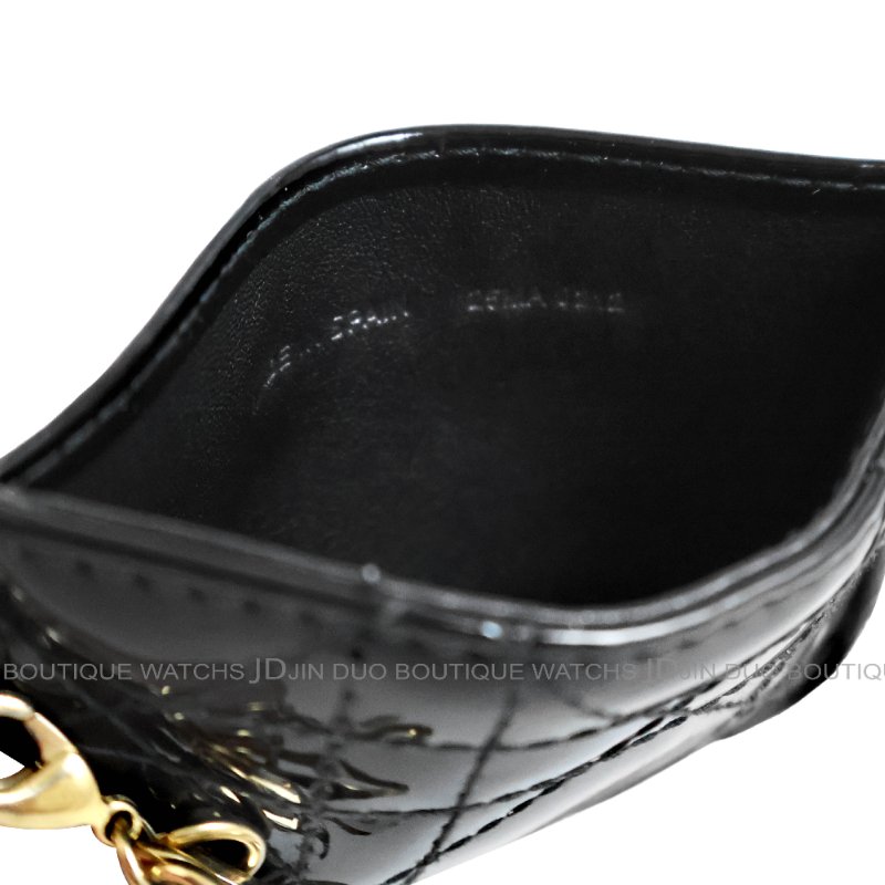 金鐸精品~C777 CHRISTIAN DIOR 迪奧 Lady Dior籐格紋黑色小牛皮亮漆面卡片夾-6