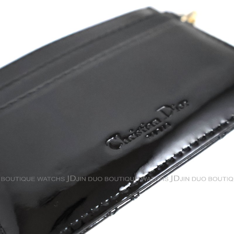 金鐸精品~C777 CHRISTIAN DIOR 迪奧 Lady Dior籐格紋黑色小牛皮亮漆面卡片夾-7
