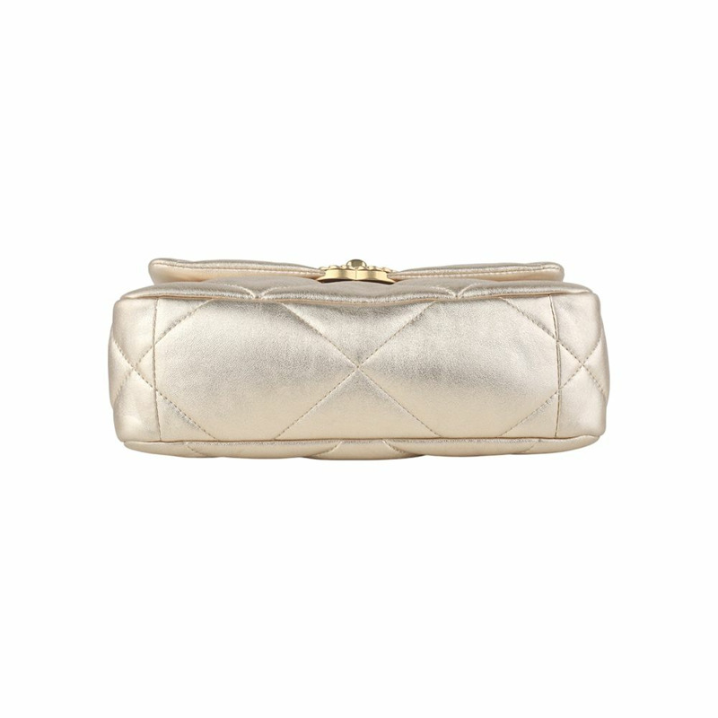 【包稅】CHANEL AS1160 羊皮 19 小號翻蓋包 米色 金色 36175-1-5