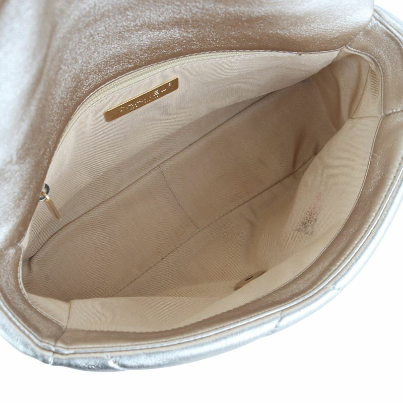 【包稅】CHANEL AS1160 羊皮 19 小號翻蓋包 米色 金色 36175-1-6