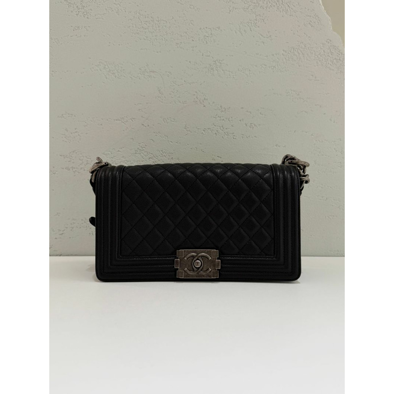 【包稅】CHANEL Boy Bag Caviar 中型銀色鏈條單肩包 27 系列 A67086-1