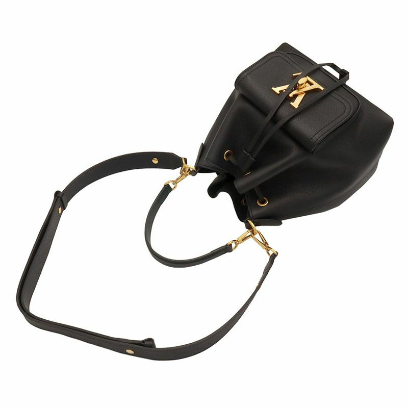 【包稅】LOUIS VUITTON 黑色粒面小牛皮 Lockme 2WAY 水桶包（內建晶片）/ M57687-3