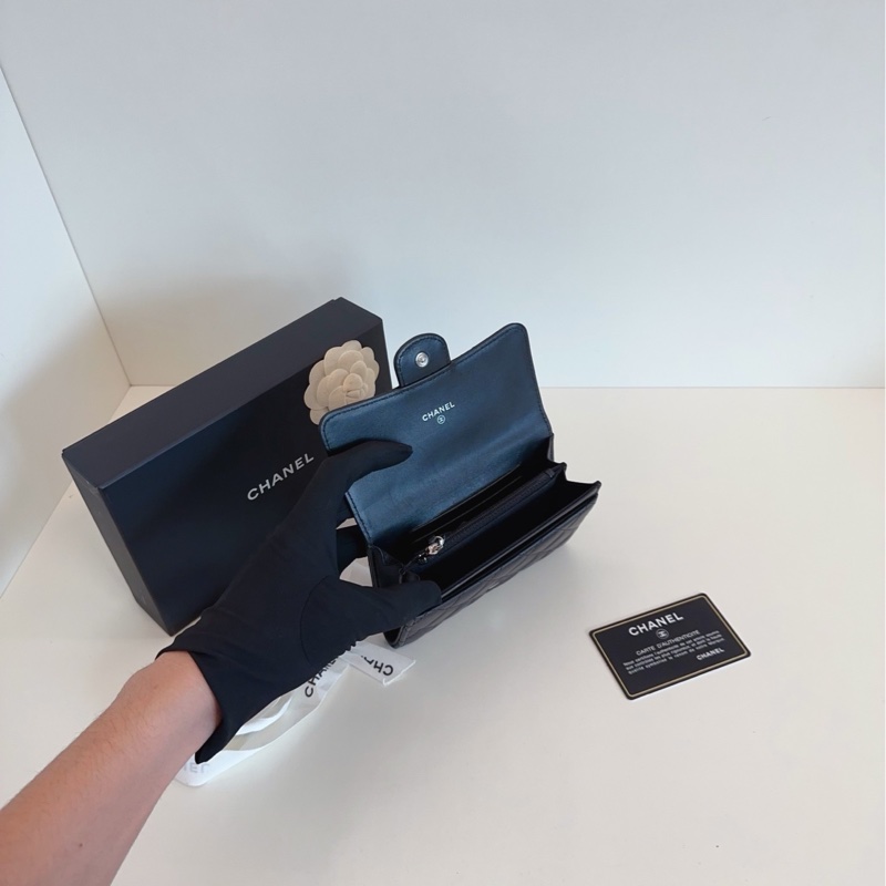 【99新🆕】Chanel 鏤空logo 菱格紋短款錢包-8