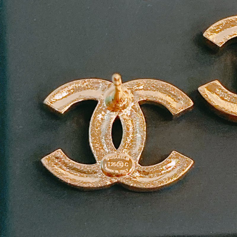 MS0484 Chanel 香奈兒 黃金色 水鑽 CC Logo 1.8cm Gold x Crystal-5