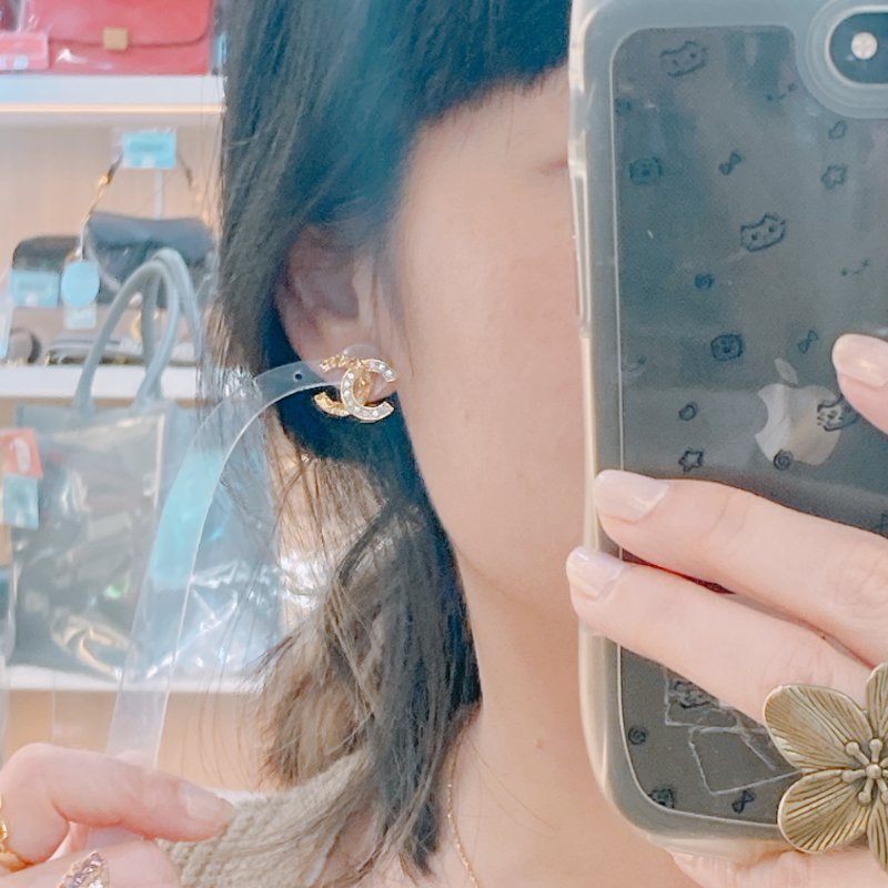 MS0484 Chanel 香奈兒 黃金色 水鑽 CC Logo 1.8cm Gold x Crystal-9