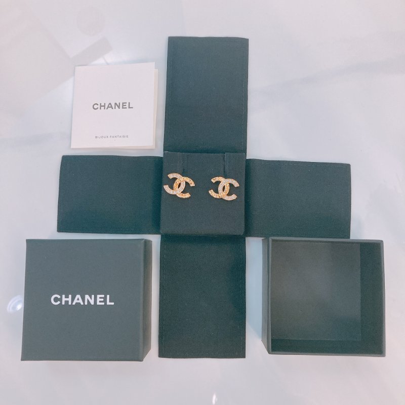 MS0484 Chanel 香奈兒 黃金色 水鑽 CC Logo 1.8cm Gold x Crystal-10