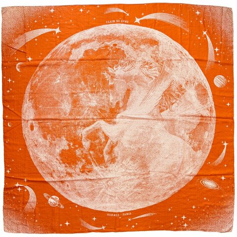 HERMES Clair de Lune shawl 140 月光飛馬 羊絨 圍巾