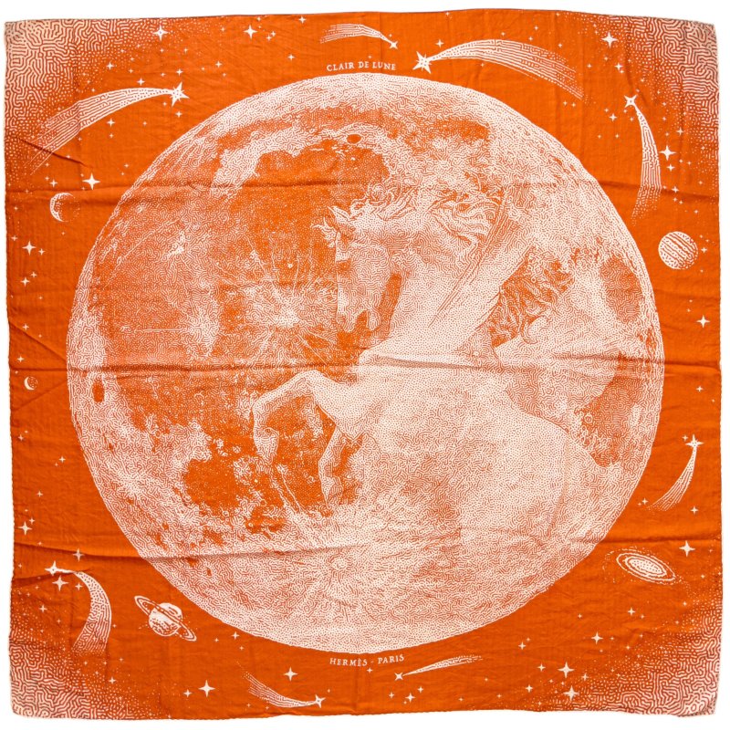 HERMES Clair de Lune shawl 140 月光飛馬 羊絨 圍巾-0