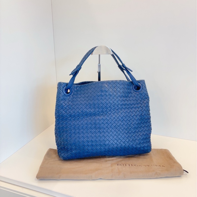 【97新🆕】BV 經典編織 藍色 雙橋手提 單肩托特 hobo包-0