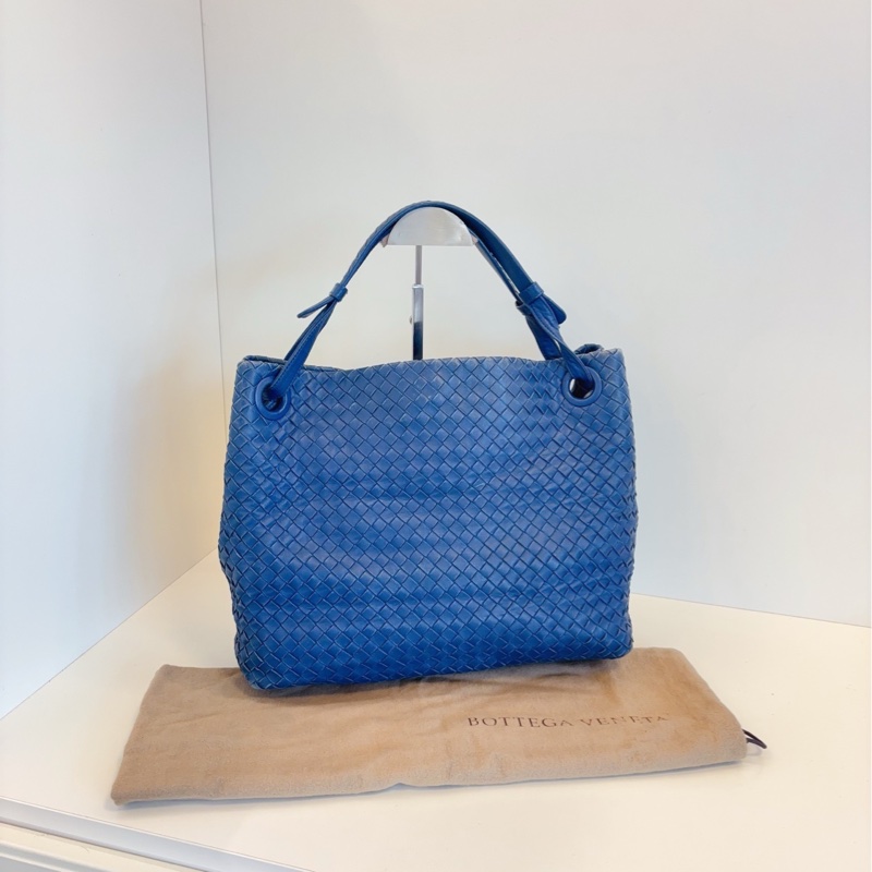 【97新🆕】BV 經典編織 藍色 雙橋手提 單肩托特 hobo包-1