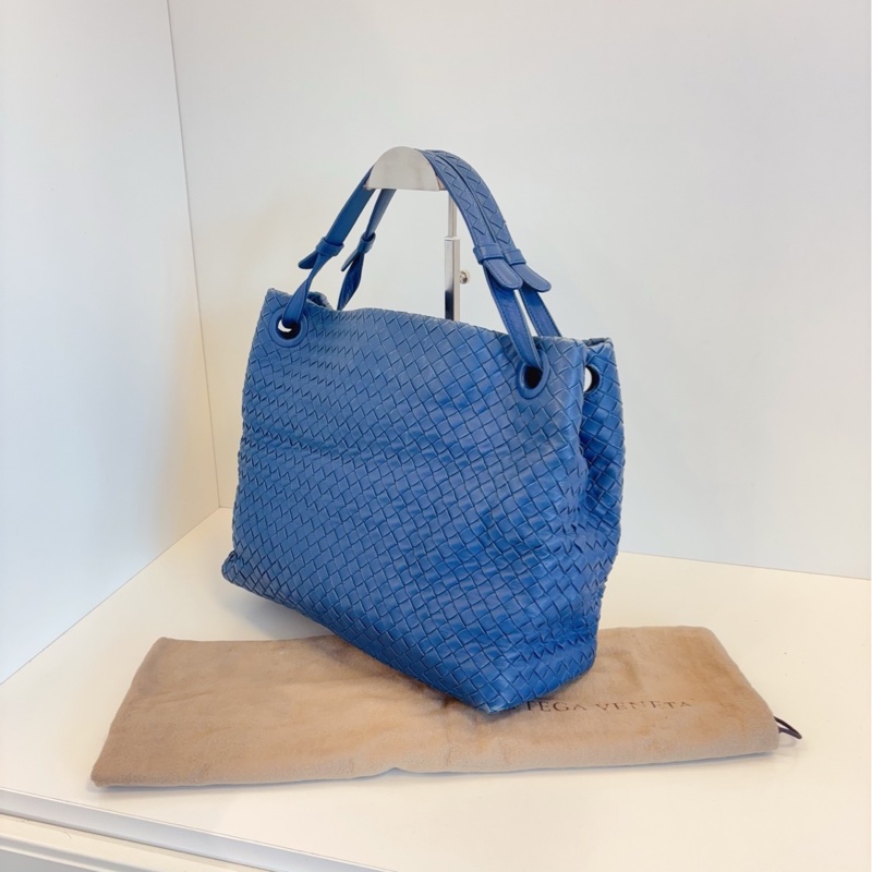 【97新🆕】BV 經典編織 藍色 雙橋手提 單肩托特 hobo包-3