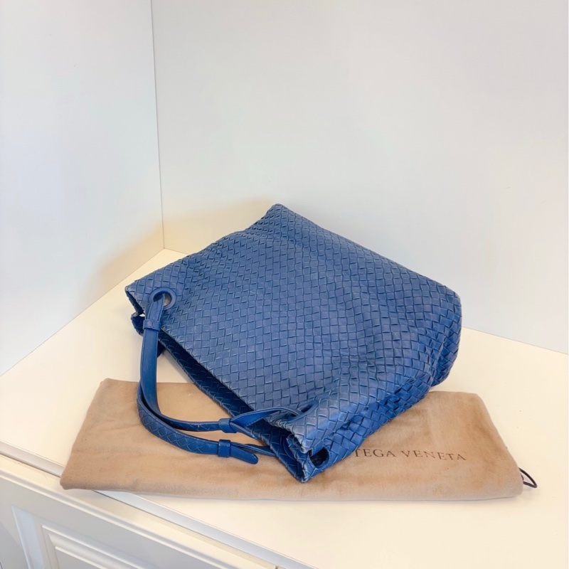 【97新🆕】BV 經典編織 藍色 雙橋手提 單肩托特 hobo包-5
