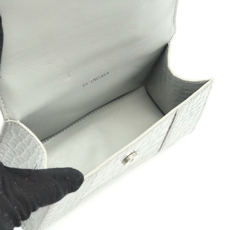 BALENCIAGA HOURGLASS XS 肩背包 灰色皮革 二手 女士-2