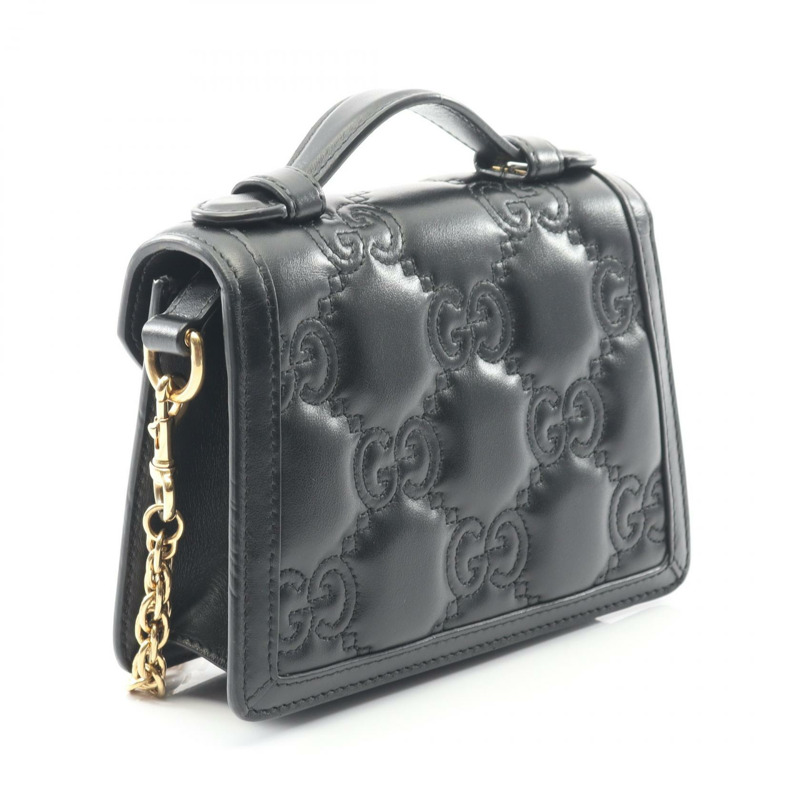 GUCCI GG Matelasse 2Way 斜背鏈條包 724499 黑色皮革 二手-1