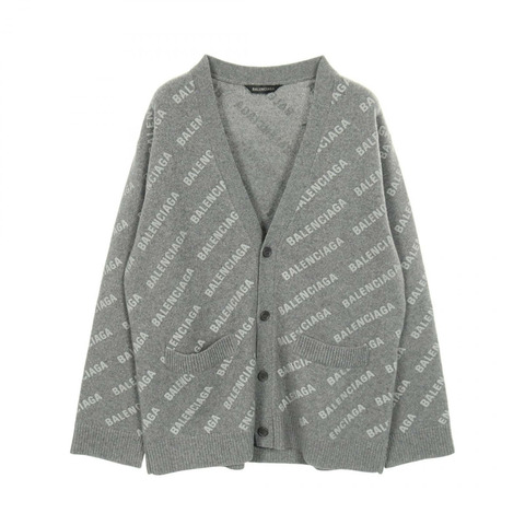 BALENCIAGA 針織開襟衫 733855 羊絨羊毛 灰色 二手 女款 2 碼