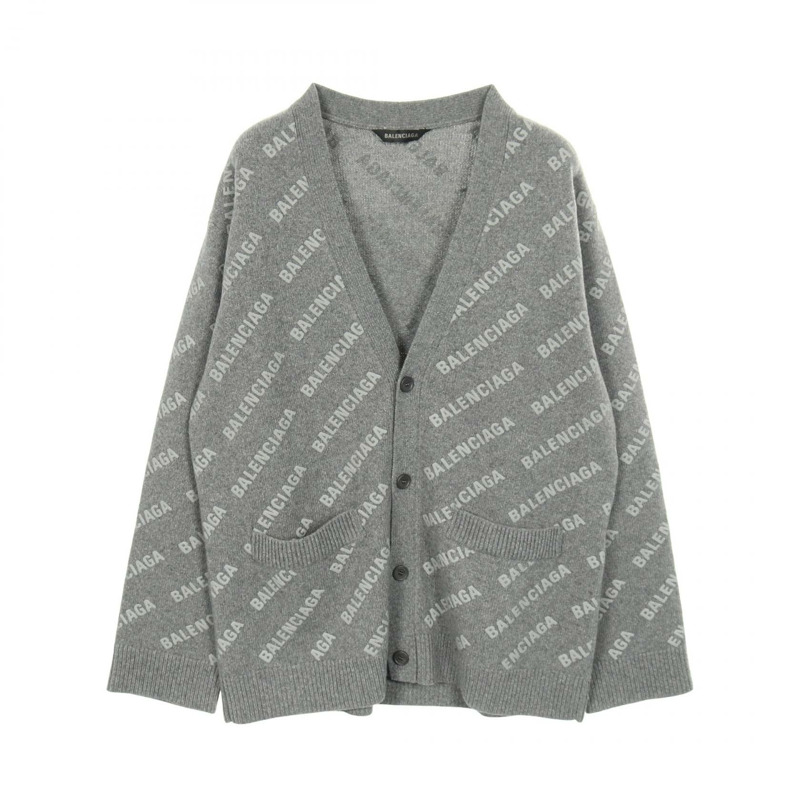 BALENCIAGA 針織開襟衫 733855 羊絨羊毛 灰色 二手 女款 2 碼-0