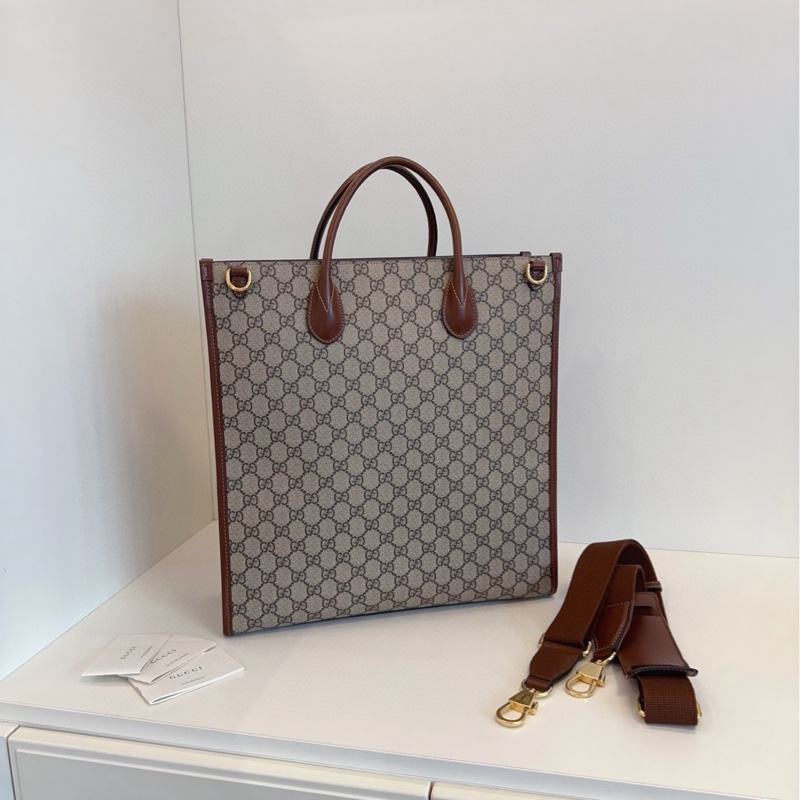 【99新🆕】Gucci Retro烏木色老花 竪款琴譜tote 大號托特包 手提包-1