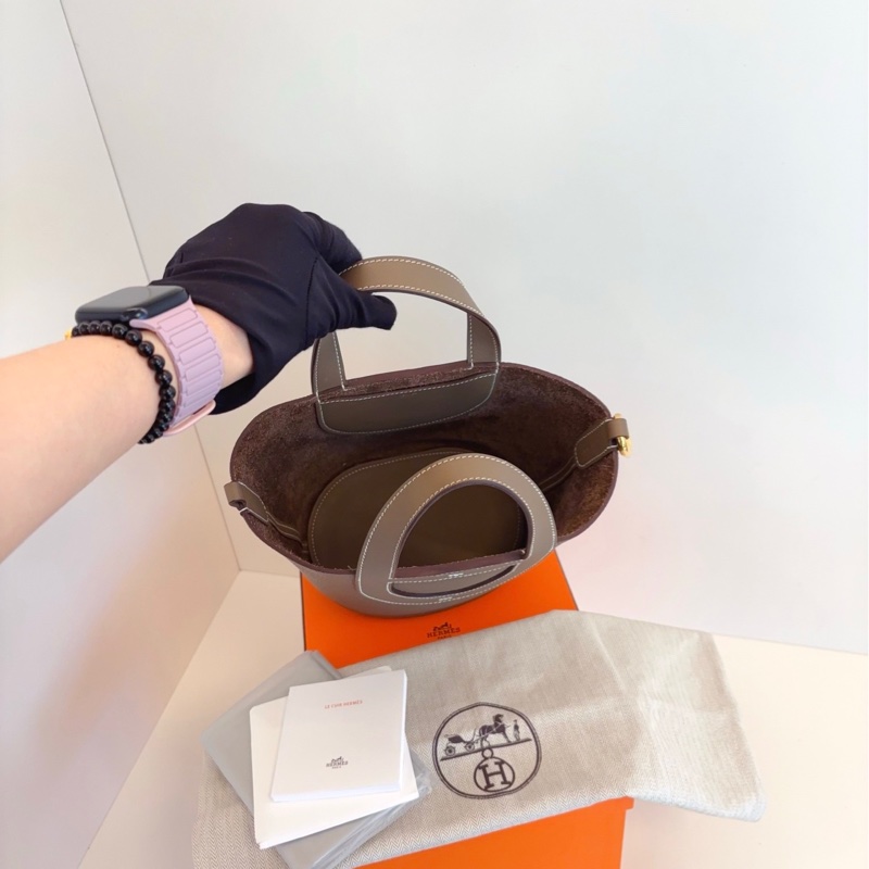 【99新閒置全套🆕】Hermes in the loop 18 大象灰🐘金扣豬鼻子菜籃子 W刻 手提包-8