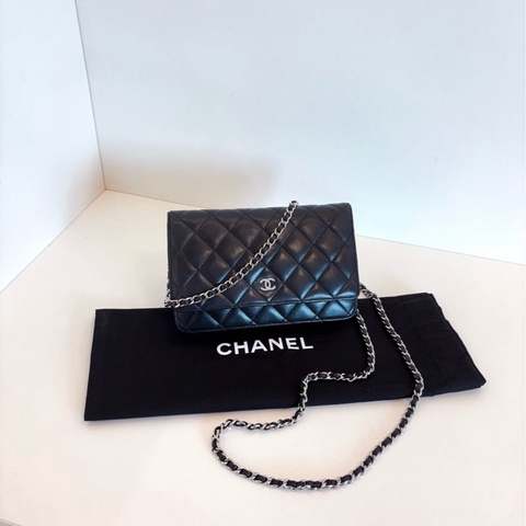 【98新🆕】Chanel 黑銀羊皮菱格Woc鏈條包 發財包 小個子福音 輕便百搭設計合理 斜挎包