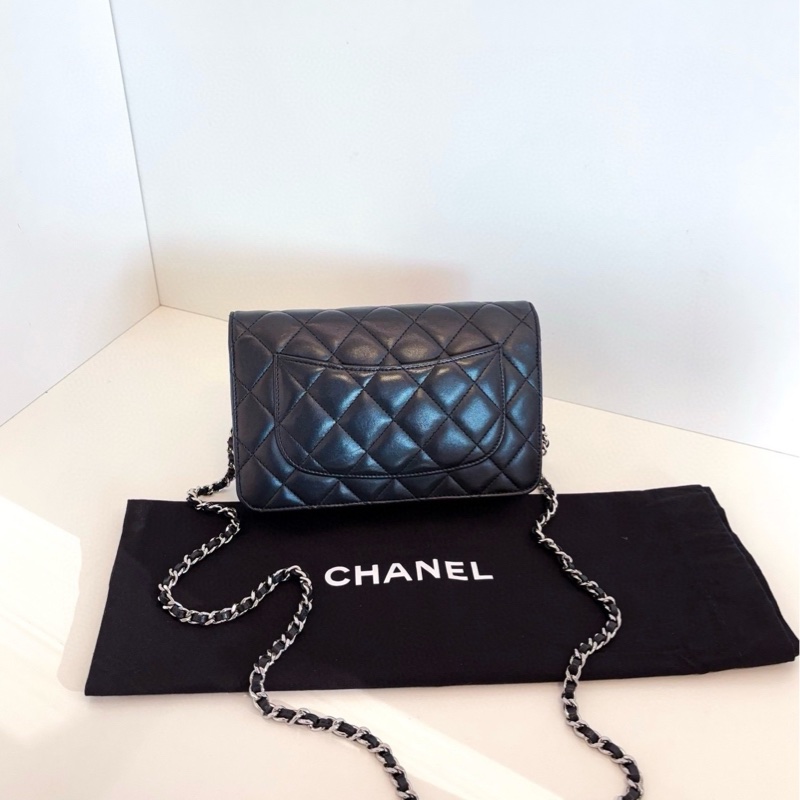 【98新🆕】Chanel 黑銀羊皮菱格Woc鏈條包 發財包 小個子福音 輕便百搭設計合理 斜挎包-1
