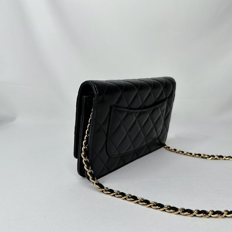 CHANEL 黑金小羊皮woc鏈帶包-5