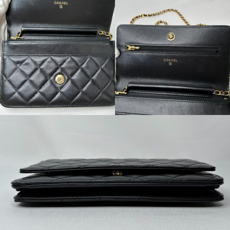 CHANEL 黑金小羊皮woc鏈帶包-8
