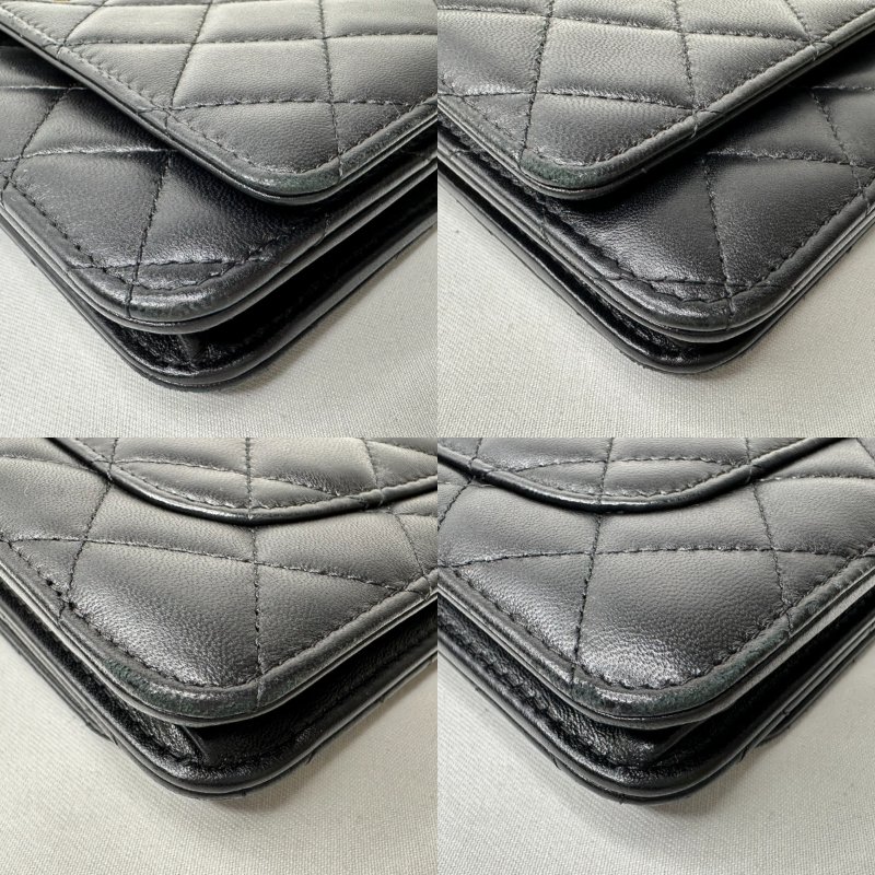 CHANEL 黑金小羊皮woc鏈帶包-11